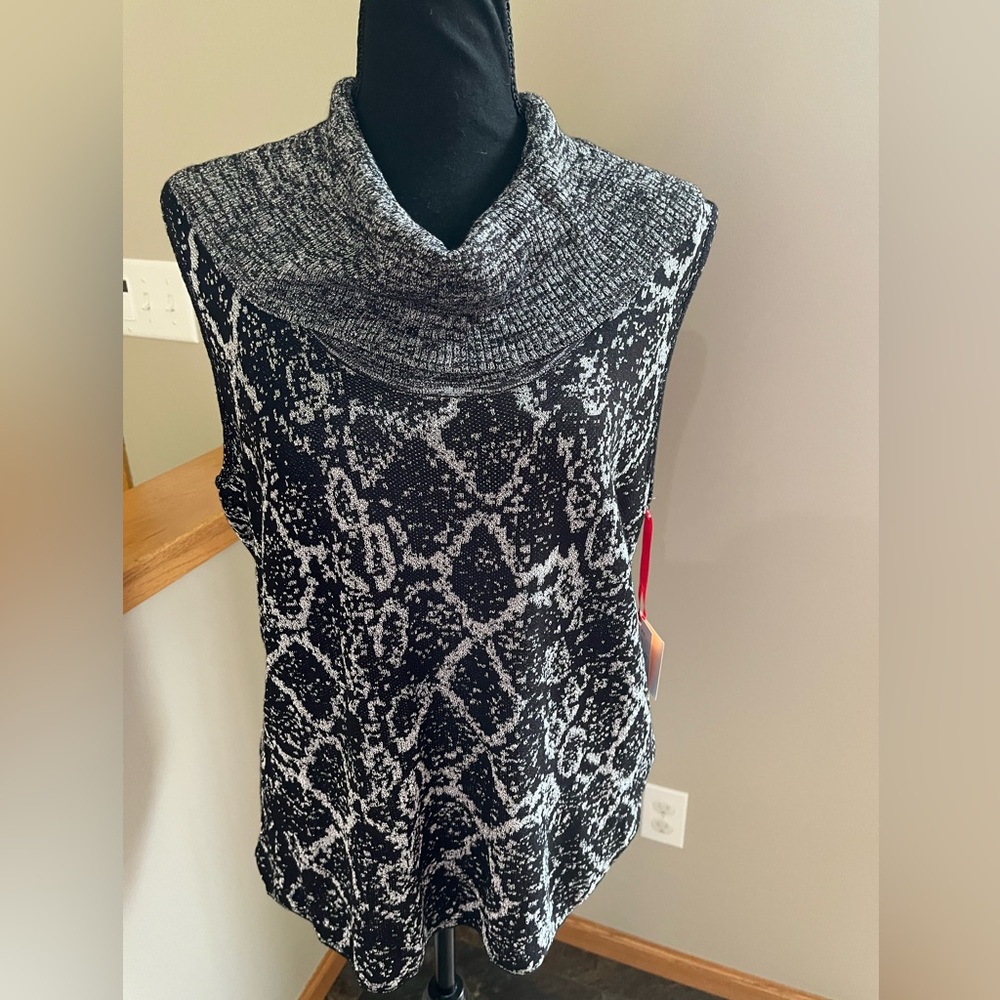 New Ruby Rd. Black and silver metallic cowl neck sleeveless sweater. Size large